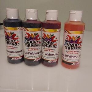 4 Vivid Color 8oz Water Painting Violet,red,orange,yellow (42)